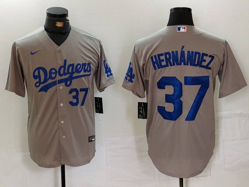 Men Los Angeles Dodgers #37 Hernandez Grey Nike Game 2024 MLB Jersey style 7244